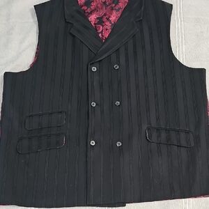 Black Pinstripe Double-Breasted Vest